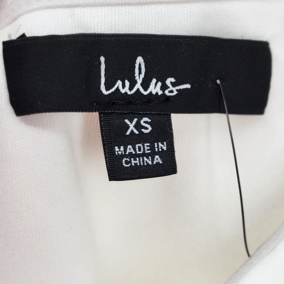 Lulu's Women's Showing Off A Little White Asymmetrical Tulip Midi Dress -XS - Picture 4 of 7